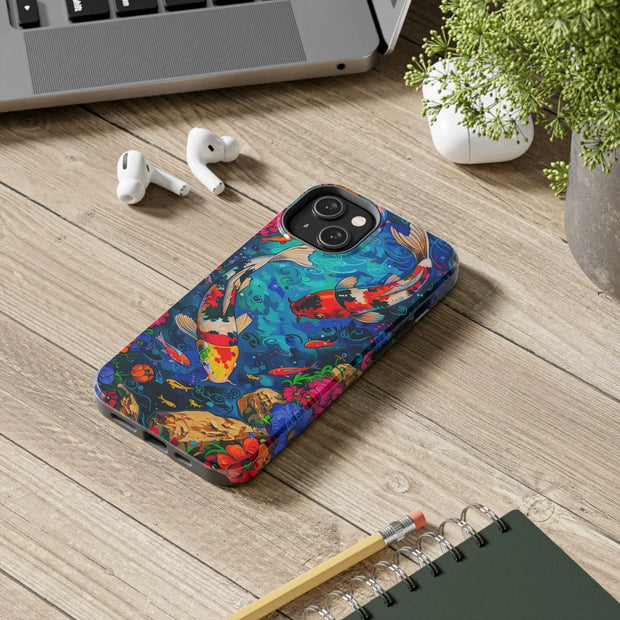 Vibrant Koi Pond Pop Art Tough Phone Case