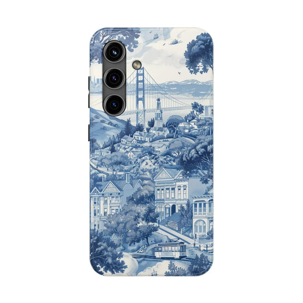 San Francisco Toile de Jouy Scenic Tough Phone Case LavenderCeleste