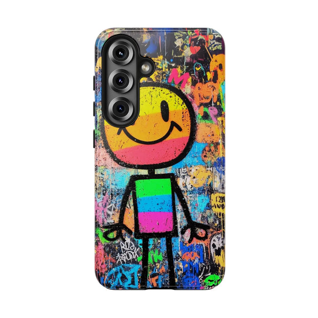 Rainbow Graffiti Smiley Tough Phone Case LavenderCeleste