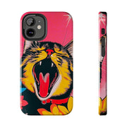Yawning Cat Pop Art Bright Retro Aesthetic Tough Phone Case LavenderCeleste