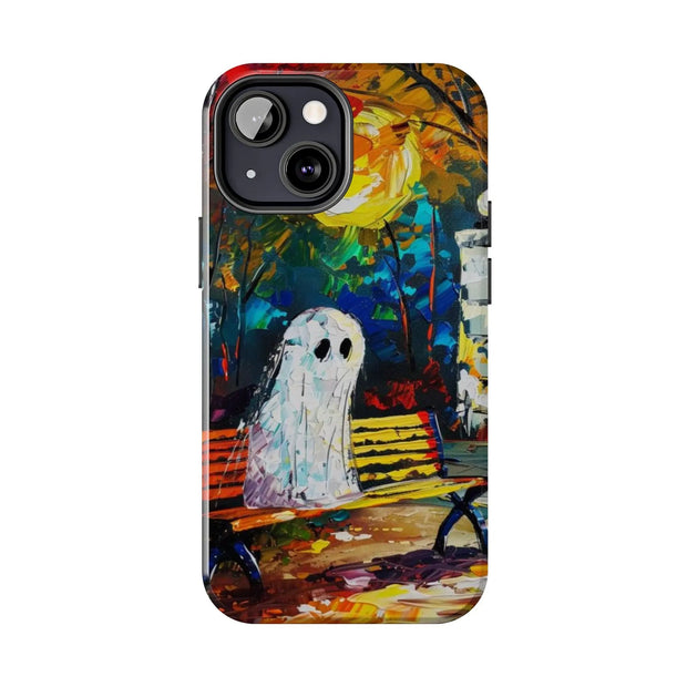 Lonely Ghost Tough Phone Case – Abstract Fall Park Bench Painting