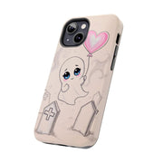 Sad Ghost with Heart Balloon Kawaii Tough Phone Case LavenderCeleste