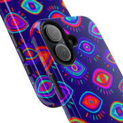 Trippy Neon Evil Eye Protective Tough Phone Case LavenderCeleste