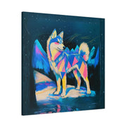 Vibrant Husky Abstract Pop Art Matte Canvas Print LavenderCeleste