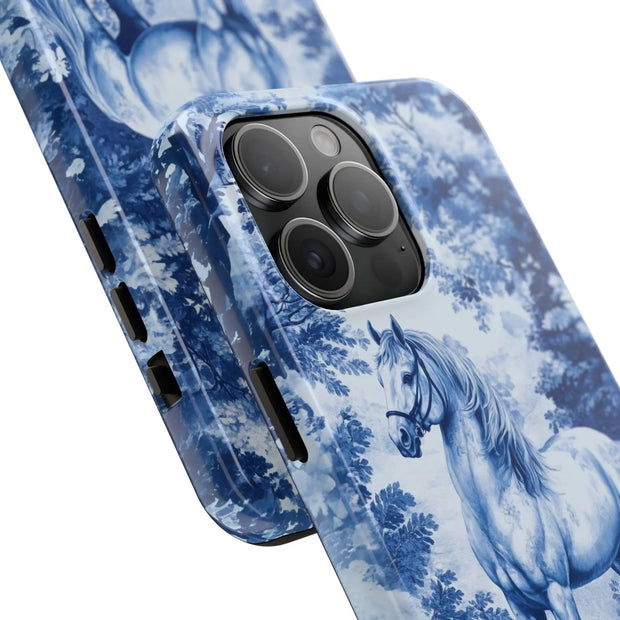 Blue Toile Horse Country Scenic Tough Phone Case LavenderCeleste