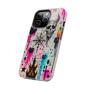 Skull Occult Neon Drip Pastel Goth Tough Phone Case LavenderCeleste
