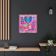 Whimsical Pink Blue Floral Matte Canvas Art LavenderCeleste