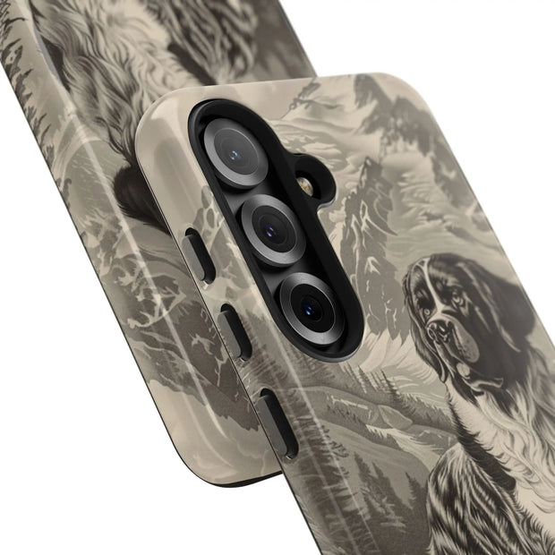 Saint Bernard Toile de Jouy Vintage Tough Phone Case LavenderCeleste