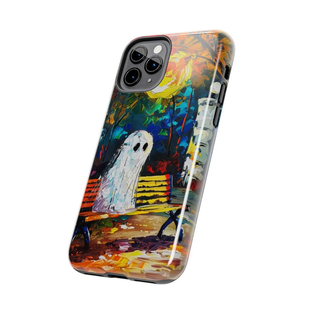 Lonely Ghost Tough Phone Case – Abstract Fall Park Bench Painting