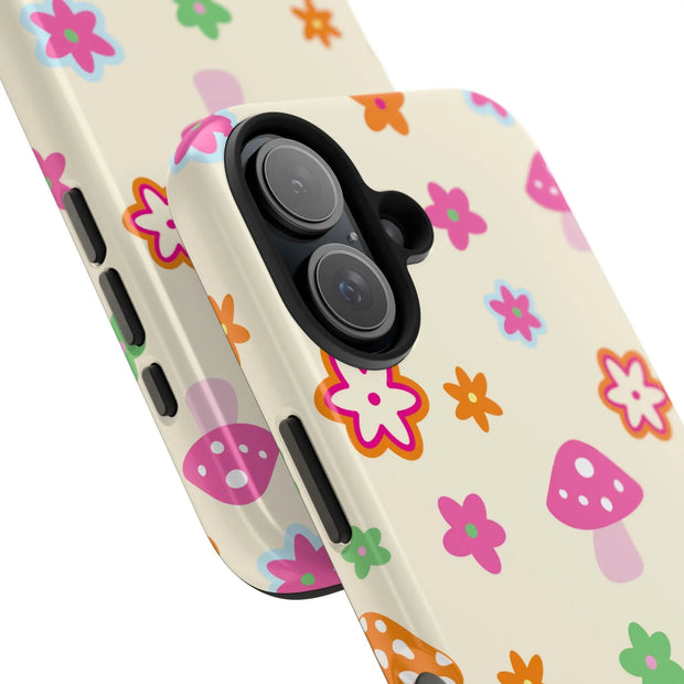 Retro Mushroom Flower Power Tough Phone Case LavenderCeleste