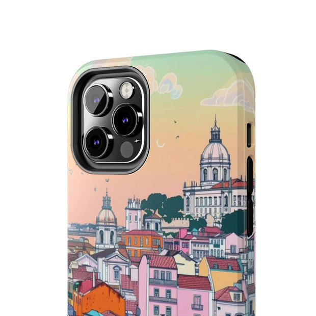 Lisbon Portugal Tough Phone Case – Pastel City Skyline Aesthetic
