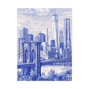 New York City Toile Art – Blue Scenic Skyline Matte Canvas Printify