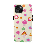 Retro Mushroom Flower Power Tough Phone Case LavenderCeleste