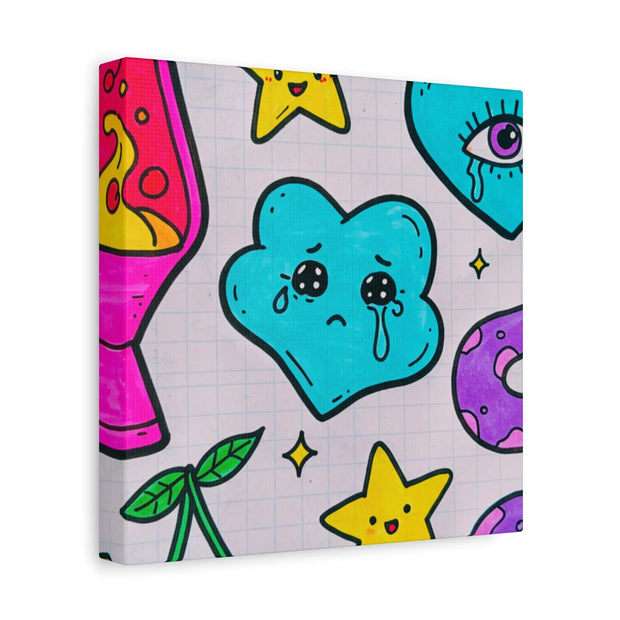 Kawaii Lava Lamp Sad Cloud Snake Matte Canvas Print LavenderCeleste