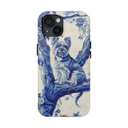 Yorkie Blue Toile de Jouy Aesthetic Tough Phone Case LavenderCeleste