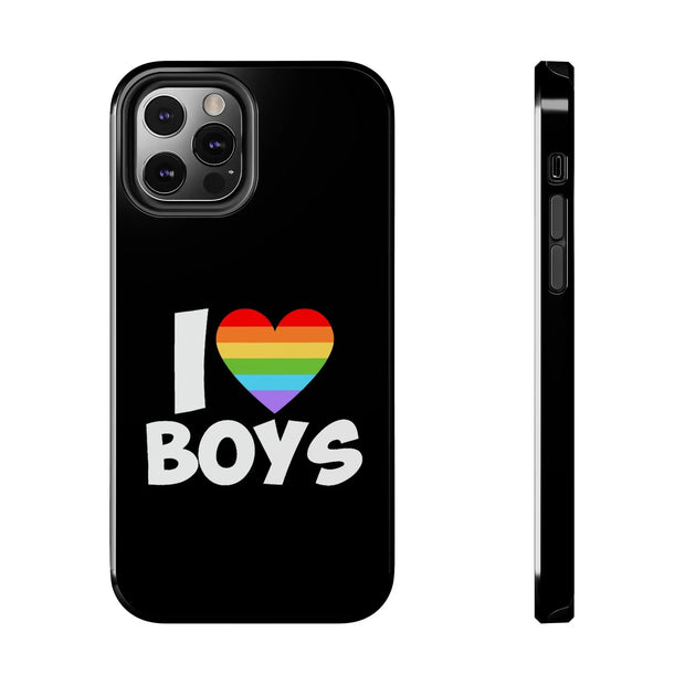 I Love Boys Pride Tough Phone Case – LGBTQ+ Rainbow Heart Design