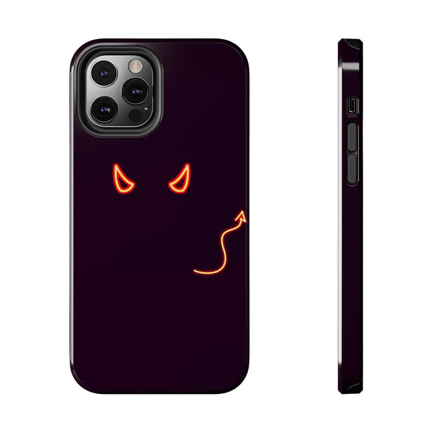 Neon Devil Eyes Tough Phone Case – Minimal Dark Glow Aesthetic Printify