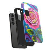 Vibrant Pink Rose Abstract Tough Phone Case LavenderCeleste