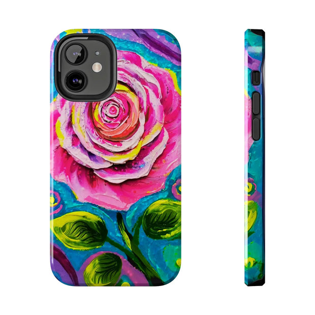 Vibrant Pink Rose Abstract Tough Phone Case LavenderCeleste