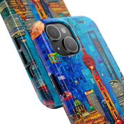 Shanghai Skyline Collage Pop Art Tough Phone Case LavenderCeleste