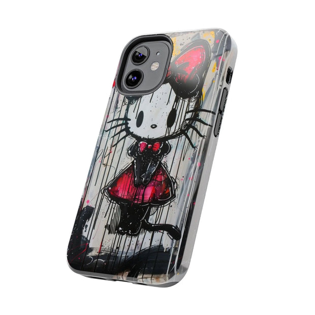 Goth Bow Cat Graffiti Pop Art Tough Phone Case LavenderCeleste