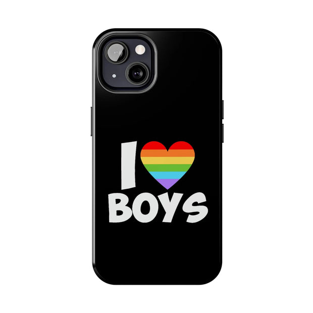 I Love Boys Pride Tough Phone Case – LGBTQ+ Rainbow Heart Design