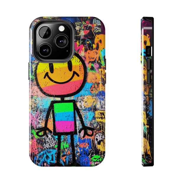 Rainbow Graffiti Smiley Tough Phone Case LavenderCeleste