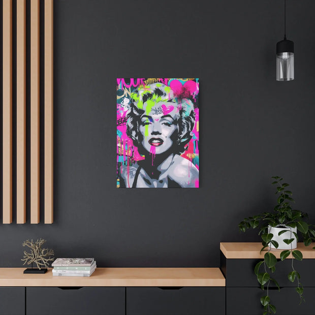 Marilyn Monroe Graffiti Matte Canvas – Neon Pop Art Street Style Wall Decor - LavenderCeleste