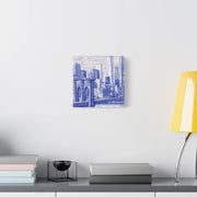 New York City Toile Art – Blue Scenic Skyline Matte Canvas LavenderCeleste