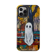 Sad Ghost on Park Bench Abstract Art Phone Case LavenderCeleste