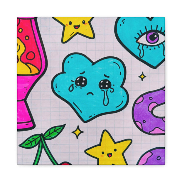 Kawaii Lava Lamp Sad Cloud Snake Matte Canvas Print LavenderCeleste