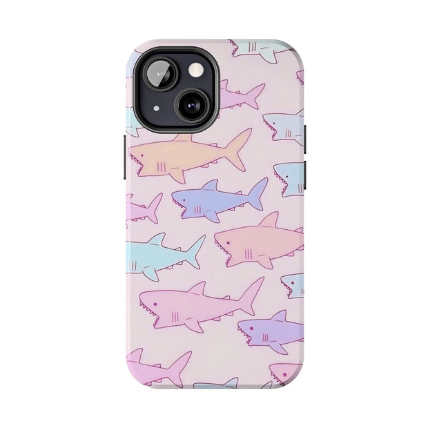 Pastel Shark Pattern Tough Phone Case Printify