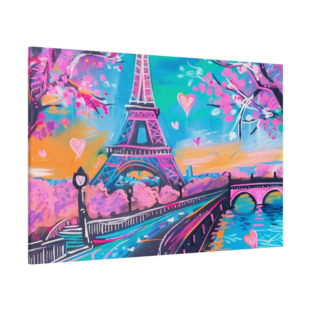 Pink Paris Eiffel Tower Dreamy Matte Canvas Art LavenderCeleste