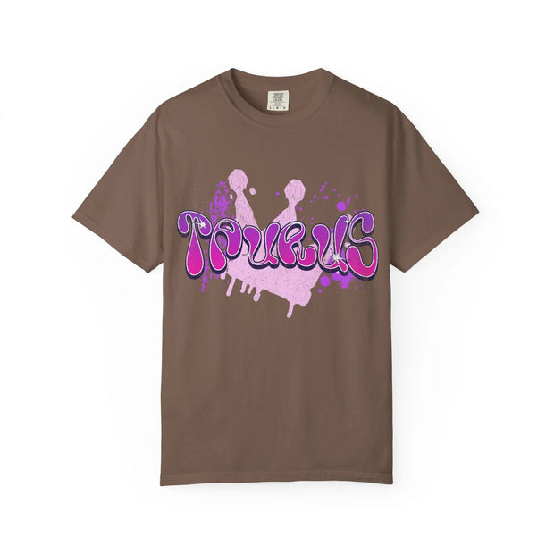 Taurus Queen Y2K Bubble Letter Comfort Colors Tee LavenderCeleste