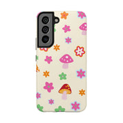 Retro Mushroom Flower Power Tough Phone Case LavenderCeleste