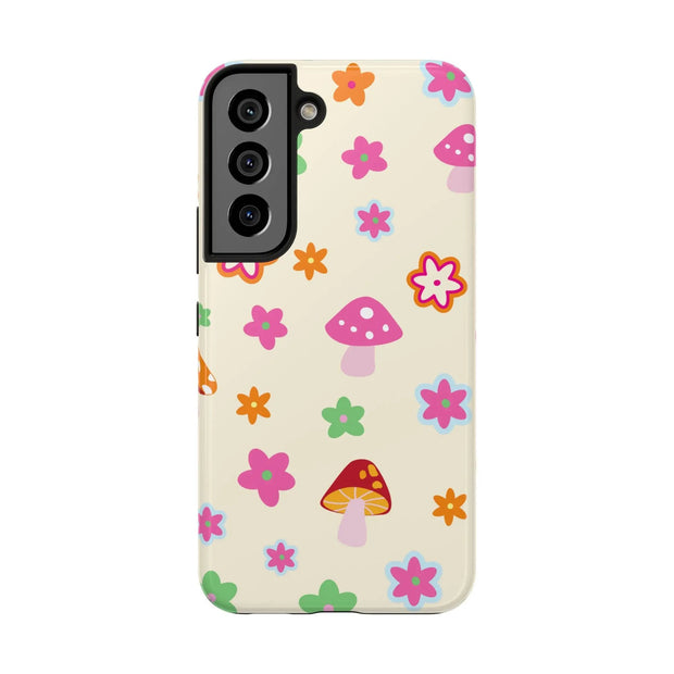 Retro Mushroom Flower Power Tough Phone Case LavenderCeleste