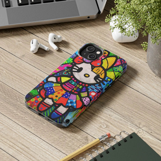 Pop Patchwork Kitty Tough Phone Case LavenderCeleste