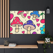 Kawaii Mushroom Cherry Flower Matte Canvas Print LavenderCeleste