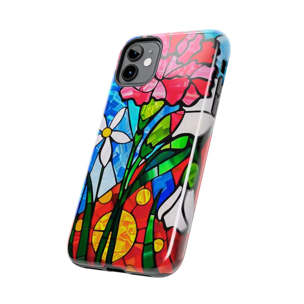 January Carnation Stained Glass Birth Flower Tough Phone Case