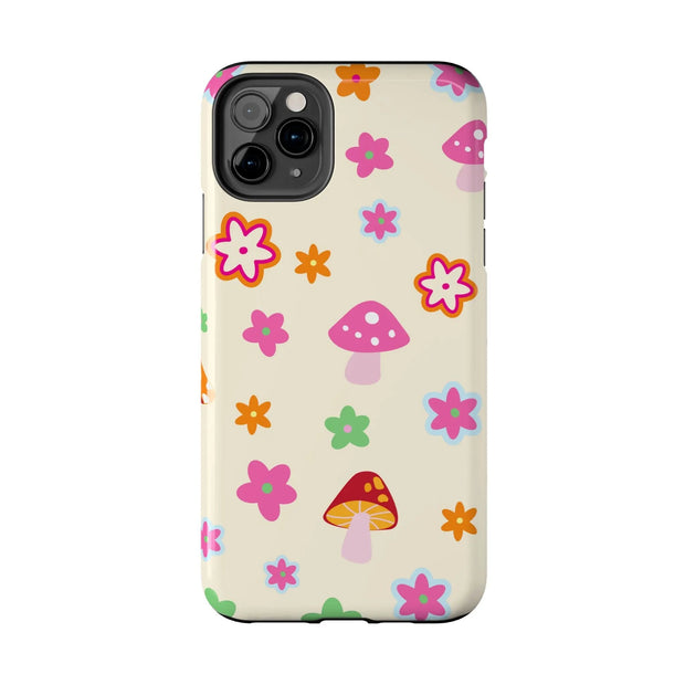 Retro Mushroom Flower Power Tough Phone Case LavenderCeleste