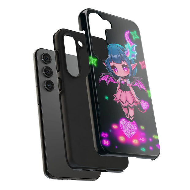 Kawaii Gothic Succubus Neon Heart Tough Phone Case