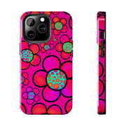 Hot Pink Retro Flower Power Tough Phone Case LavenderCeleste