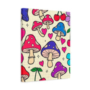 Kawaii Mushroom Cherry Flower Matte Canvas Print LavenderCeleste