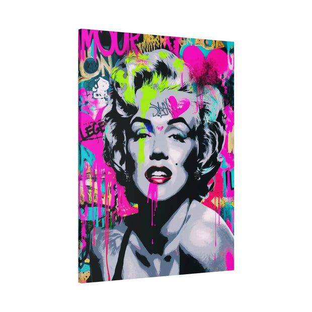 Marilyn Monroe Graffiti Matte Canvas – Neon Pop Art Street Style Wall Decor - LavenderCeleste
