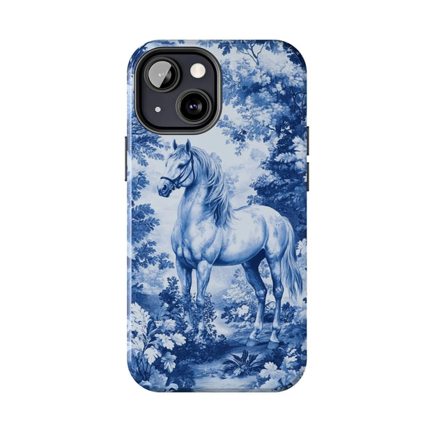 Blue Toile Horse Country Scenic Tough Phone Case LavenderCeleste