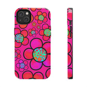 Hot Pink Retro Flower Power Tough Phone Case LavenderCeleste