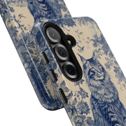 Maine Coon Toile Tough Phone Case – Vintage Blue Floral Cat Pattern - LavenderCeleste