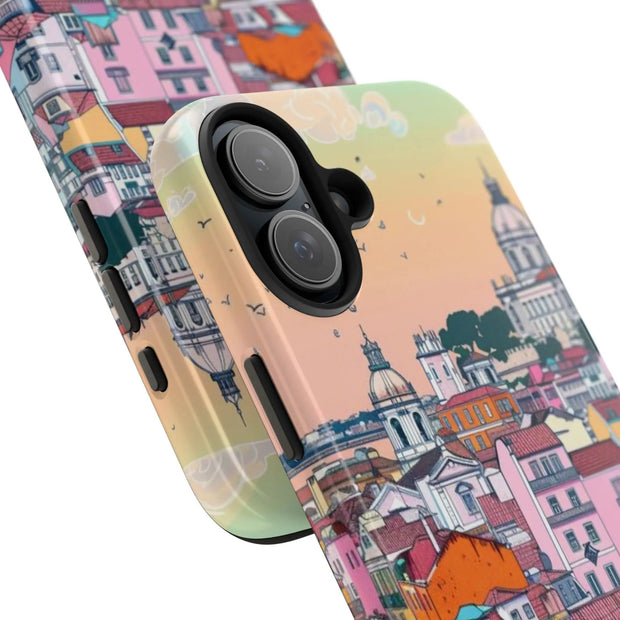 Lisbon Portugal Tough Phone Case – Pastel City Skyline Aesthetic