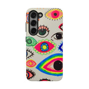 White Neon Evil Eye Psychedelic Pattern Tough Phone Case LavenderCeleste