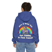 Have a Good Day Just Kidding Go F*** Yourself Retro Zebra Funny Rainbow Hoodie Back Print Comfort Colors 1567